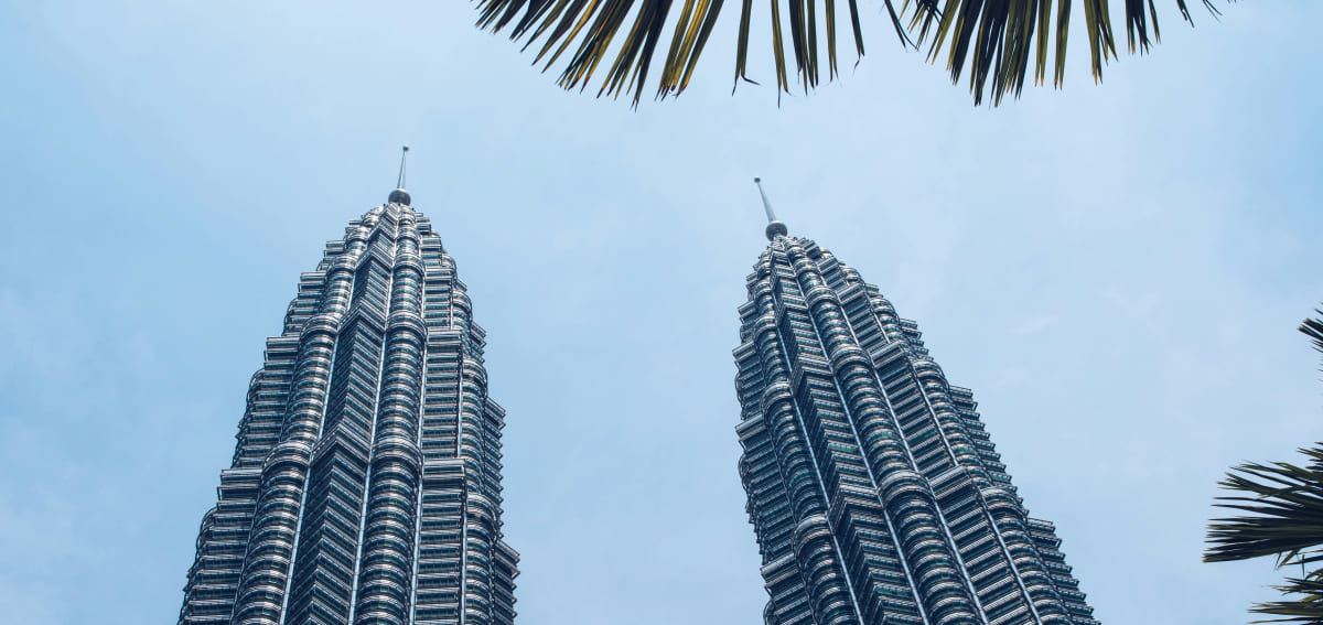 Closeup view of Petronas Twin Towers
